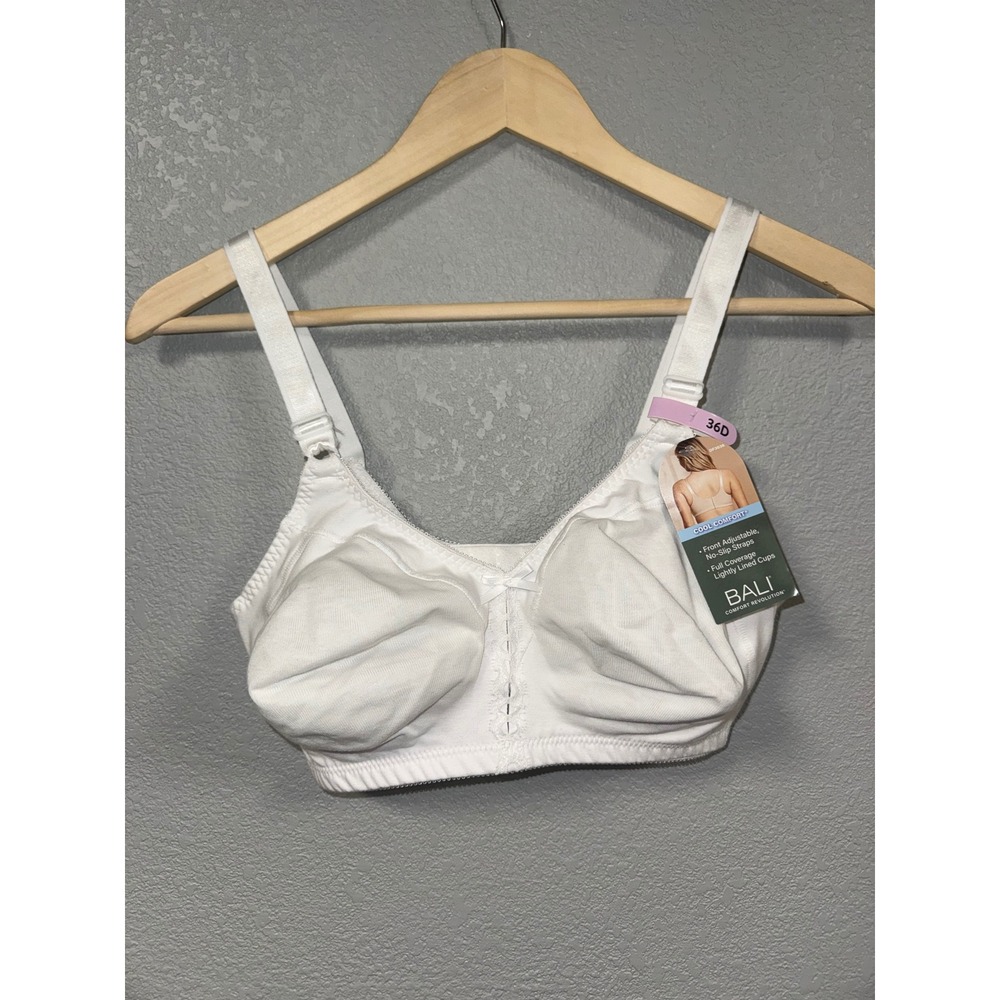 Bali Comfort Revolution White Full Coverage Wireless Bra 36D DF3036‎ NWT